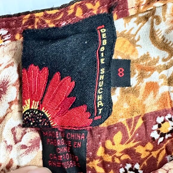 Y2K Debbie Shuchat Burnout Velvet Maxi Skirt 8 Boho Festival Whimsigoth Flaw - Picture 8 of 16